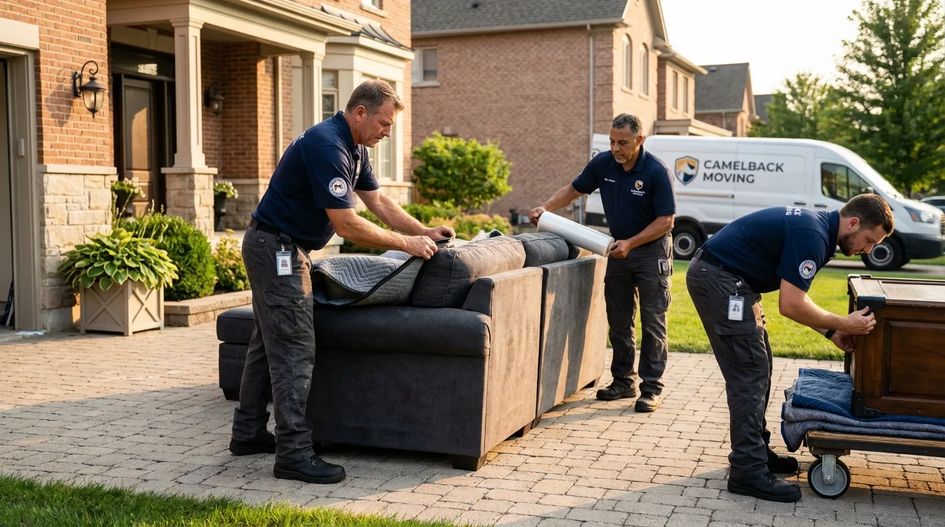 Large estate moving crew wrapping furniture in Shadyside, OH