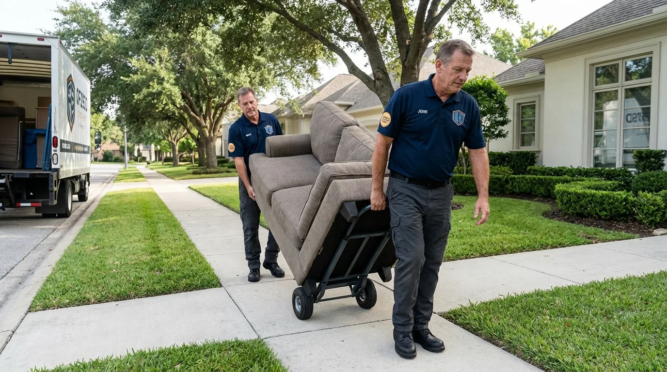 Local residential moving crew loading furniture in Shadyside, OH