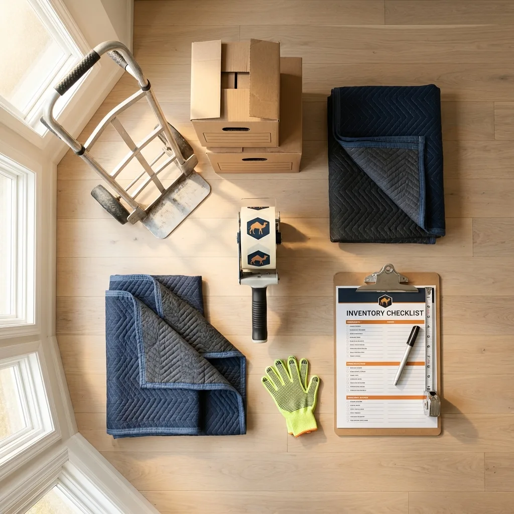 Professional moving supplies and packing materials layout for Shadyside residential relocations